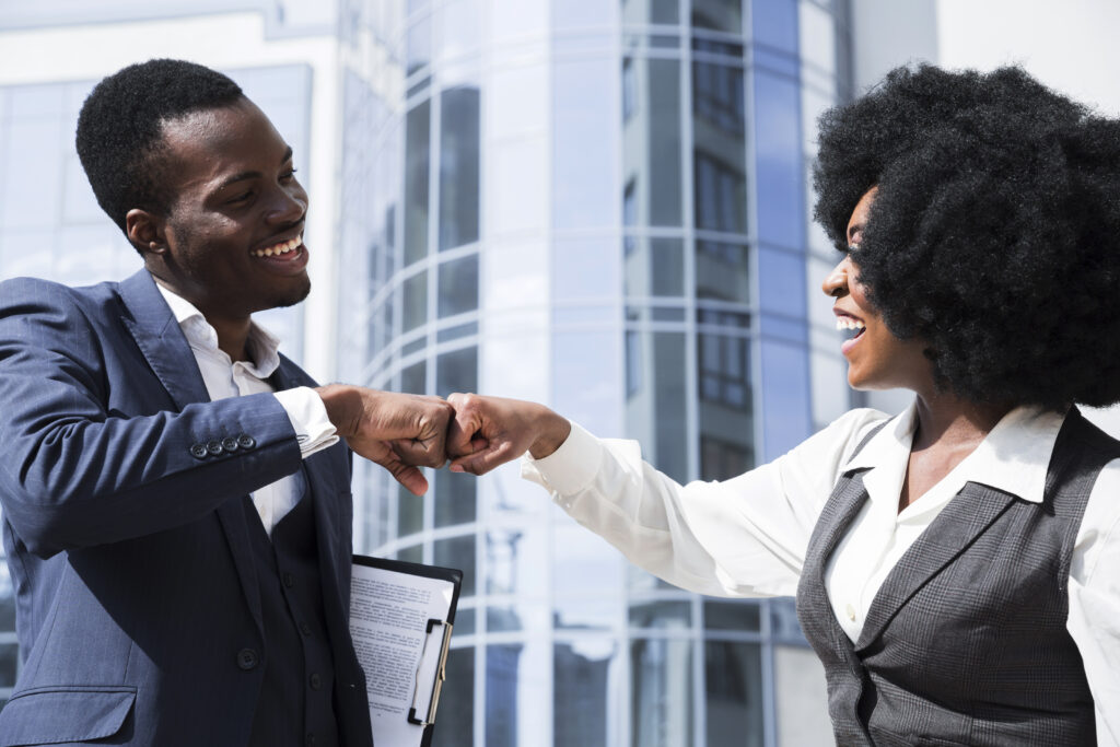 a male and female business partner