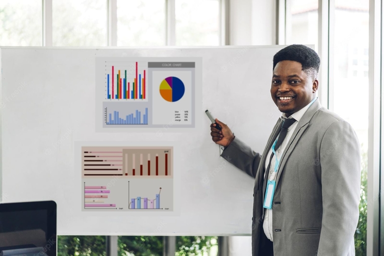 a man pitching his business